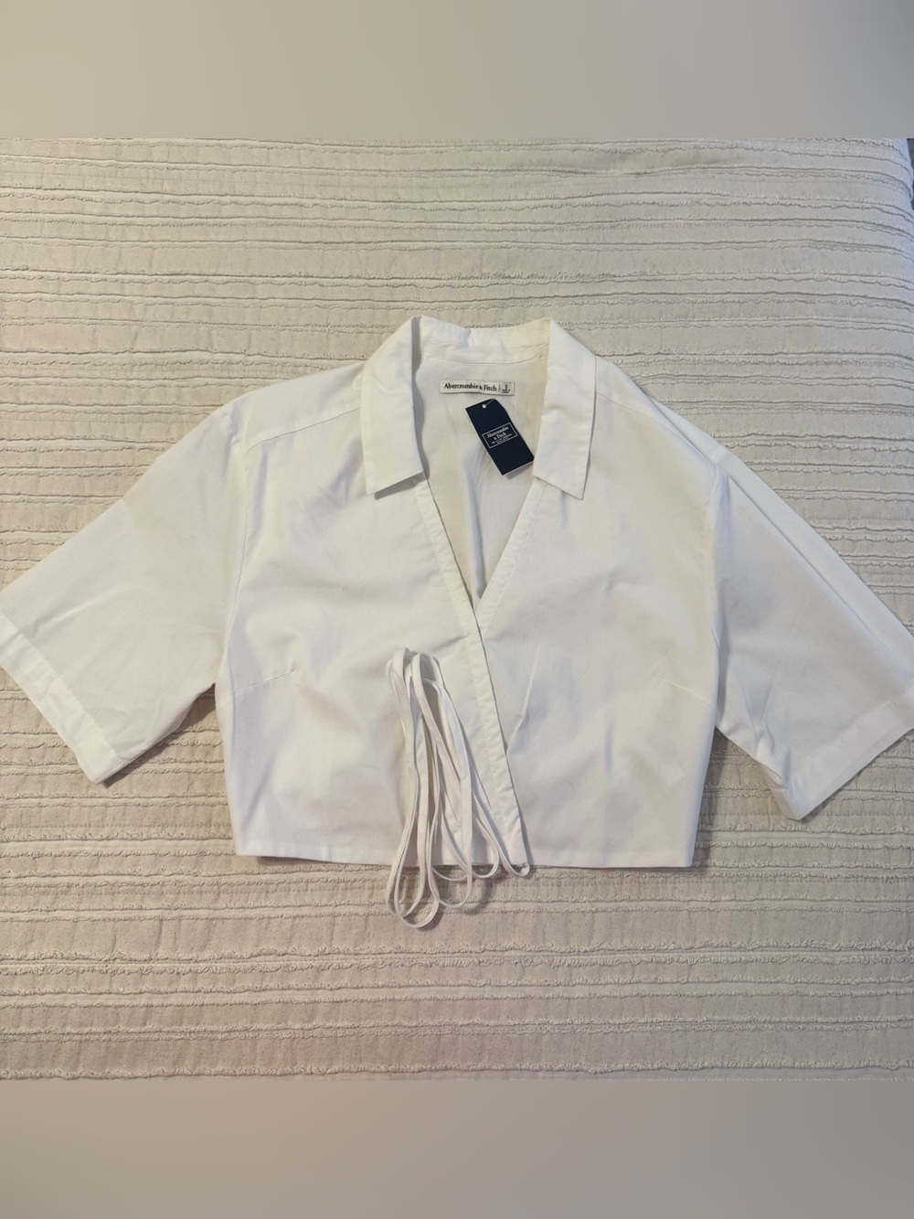 Abercrombie Cropped White Wrap Blouse